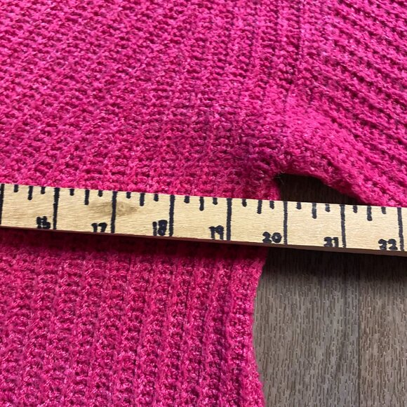 Nine West Chunky Knit Sweater V-Neck Pink Size Medium - Picture 4 of 6